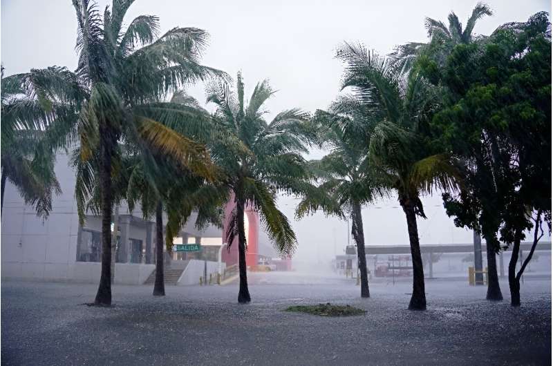 Heavy rains from Hurricane Helene fall over Cancun, Mexico, on September 24, 2024