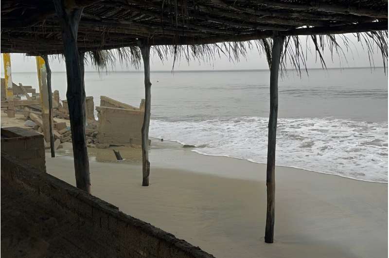 The Cangrejo beach is seen empty ahead of the arrival of Hurricane John in Oaxaca State, Mexico, on September 23, 2024